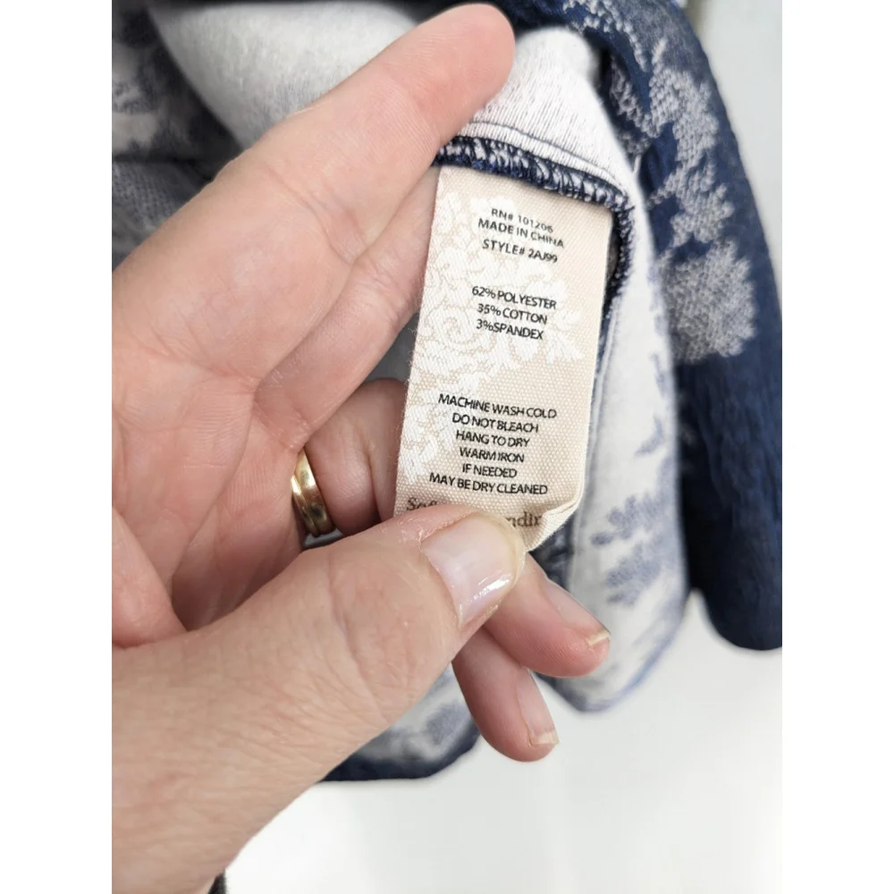 Soft Surroundings‎ Vest Womens Medium Blue Floral Open Front Longline Mature Top